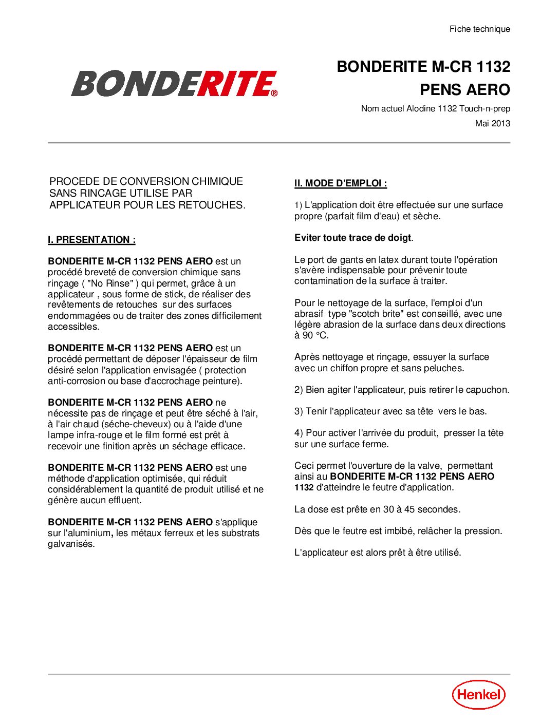 BONDERITE M-CR 1132 STICK
